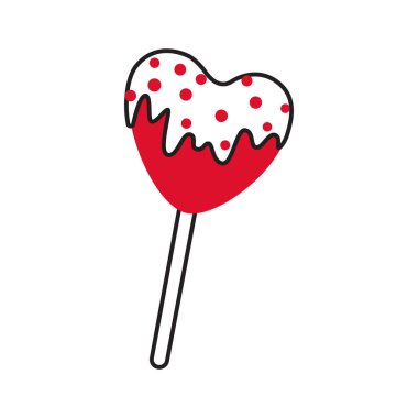 Sweet Heart Shaped Lolipop düz stil aşk izole edilmiş ikon Candy aşk aşk aşk aşk aşk aşk aşk aşk aşk sembolü web grafik tasarım poster dövmesi sevgililer günü tebrik kartı çizgisi sanat temsilcisi illüstrasyonu