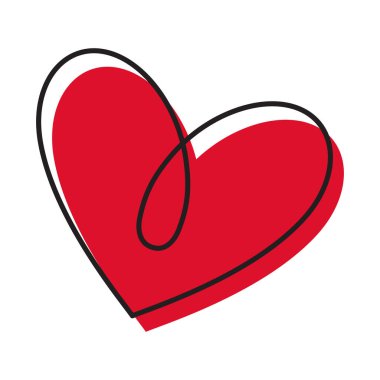 Kalp çizim stili El, modaya uygun düz stil aşk ikonu. Web grafik tasarım poster dövmesi için romantik sembol. Sevgililer günü tebrik kartı çizgisi sanat temsilcisi çizimi.