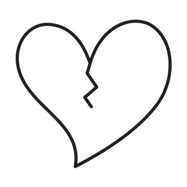 Kırık kalp karalama stili. El, modaya uygun düz aşk ikonu çizdi. Web grafik tasarım poster dövmesi için aşkın romantik sembolü. Sevgililer günü tebrik kartı çizgisi sanat temsilcisi illüstrasyonu.