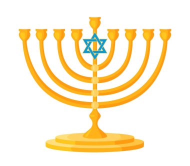 Mumsuz menorah. El çizimi modaya uygun düz stil izole edilmiş Yahudi bayramı Hanuka geleneksel dokuz dallı şamdan. Mutlu Hanuka Vektör illüstrasyonları