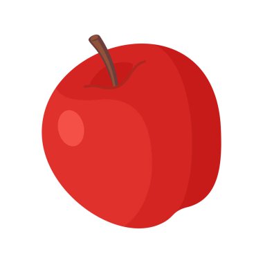 Kırmızı elma, sulu meyve eli düz stil izole edilmiş moda ikon. Vektör illüstrasyonu