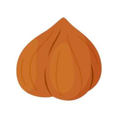 Fındık kokulu ve lezzetli. Derisi olmayan bir fındık. El çizimi moda düz stil izole ikon. Sağlıklı ikram, atıştırmalıklar, soyulmuş orman cevizi. Vektör illüstrasyonu