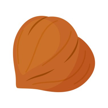 Fındık kokulu ve lezzetli. Derisi olmayan bir fındık. El çizimi moda düz stil izole ikon. Sağlıklı ikram, atıştırmalıklar, soyulmuş orman cevizi. Vektör illüstrasyonu