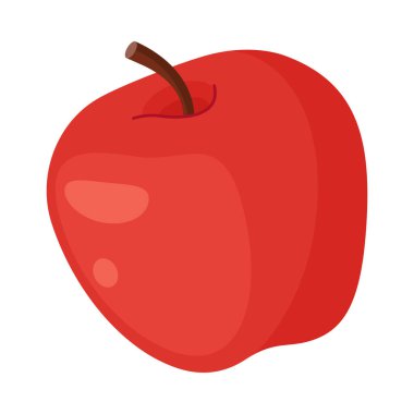 Olgun kırmızı elma, taze meyve. Elle çizilmiş yemek tırnağı. Şeffaf arkaplanda tüm meyve düz stili izole edilmiş. Kırmızı Lezzetli Vektör illüstrasyonu