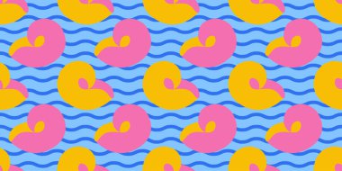 Deniz kabuklu, pürüzsüz desen. El, modaya uygun düz deniz kabuğu çizmiş. Tropik deniz kabukları. Kusursuz yaz şablonu. Vektör illüstrasyonu