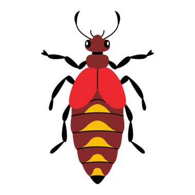 Benzersiz ve renkli tasarımı olan karikatür böceği. El çizimi moda düz stil. Basit, minimalist tasarım, modern düz çizgiler. Doğa tasarımı ya da çocuk çizimleri için ideal