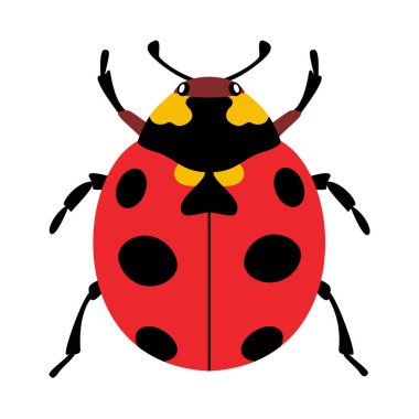 Eşsiz ve renkli tasarımı olan stilize uğur böceği. El çizimi moda düz stil. Basit, minimalist tasarım, modern düz çizgiler. Doğa tasarımları ve çocuk çizimleri için ideal.