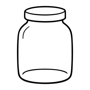 Cam kavanoz siyah-beyaz ikon temiz çizgi sanatı, karalama tarzı. Logo, dövme, uygulama, boyama kitabı, web tasarımı, bilgi grafikleri, afiş, poster ve daha fazlası için ideal. Vektör illüstrasyonu