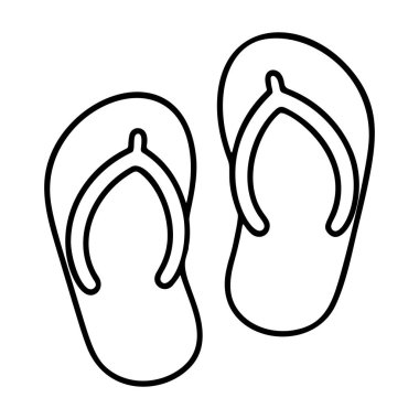 Karalama terlikleri. Terk edilmiş siyah-beyaz ikon temiz çizgi sanat tarzı, izole illüstrasyon. Yaz amblemi, plaj ayakkabıları. Logo, dövme, ağ ve uygulama için ideal. Vektör illüstrasyonu