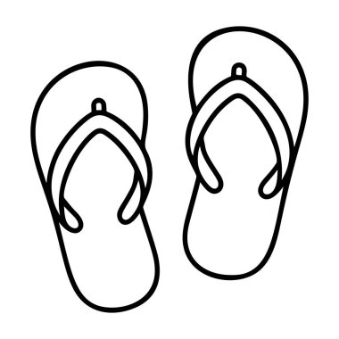 Karalama terlikleri. Terk edilmiş siyah-beyaz ikon temiz çizgi sanat tarzı, izole illüstrasyon. Yaz amblemi, plaj ayakkabıları. Logo, dövme, ağ ve uygulama için ideal. Vektör illüstrasyonu