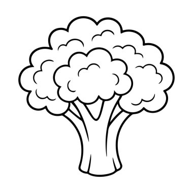 Brokoli siyah beyaz ikon temiz çizgi sanatı, karalama tarzı. Sağlıklı sebze. Logo, dövme, ağ ve uygulama için ideal. Vektör illüstrasyonu