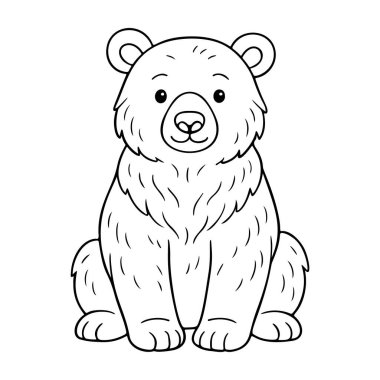 Sevimli Ayı siyah beyaz ikon temiz çizgi sanatı, karalama tarzı. Logo, dövme, uygulama, boyama kitabı, web tasarımı, bilgi grafikleri, afiş, poster ve daha fazlası için ideal. Vektör illüstrasyonu