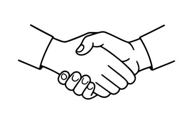 Siyah-beyaz ikon temiz çizgi sanatı, karalama stili. İş anlaşması. Logo, dövme, uygulama, boyama kitabı, web tasarımı, bilgi grafikleri, afiş, poster ve daha fazlası için ideal. Vektör illüstrasyonu