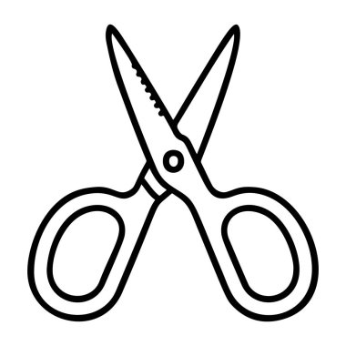 Makas siyah-beyaz ikon temiz çizgi sanatı, karalama tarzı. Logo, dövme, uygulama, boyama kitabı, web tasarımı, bilgi grafikleri, afiş, poster ve daha fazlası için ideal. Vektör illüstrasyonu