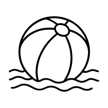 Plaj topu siyah beyaz ikon temiz çizgi sanatı, karalama tarzı yüzer. Logo, dövme, uygulama, boyama kitabı, web tasarımı, bilgi grafikleri, afiş, poster ve daha fazlası için ideal. Vektör illüstrasyonu