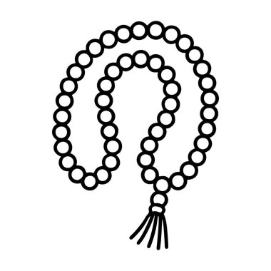 Dua boncukları ya da siyah-beyaz ikon temiz çizgi sanatı, karalama tarzı. Logo, dövme, uygulama, boyama kitabı, web tasarımı, bilgi grafikleri, afiş, poster ve daha fazlası için ideal. Vektör illüstrasyonu