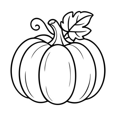 Balkabağı Dış Hattı siyah beyaz ikon temiz çizgi sanatı, karalama tarzı. Logo, dövme, uygulama, boyama kitabı, web tasarımı, bilgi grafikleri, afiş, poster ve daha fazlası için ideal. Vektör illüstrasyonu