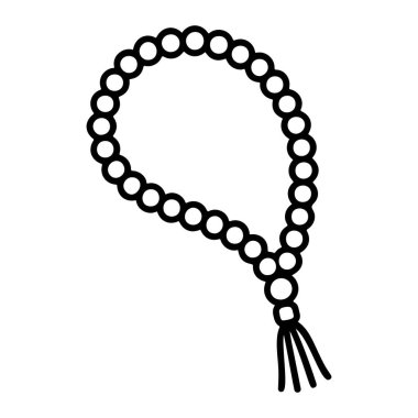 Dua boncukları ya da siyah-beyaz ikon temiz çizgi sanatı, karalama tarzı. Logo, dövme, uygulama, boyama kitabı, web tasarımı, bilgi grafikleri, afiş, poster ve daha fazlası için ideal. Vektör illüstrasyonu