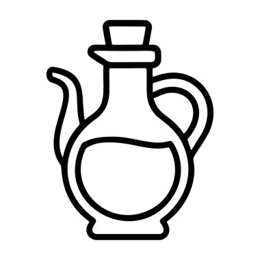 Bir sürahi siyah beyaz ikon temiz çizgi sanatı, karalama tarzı. Logo, dövme, uygulama, boyama kitabı, web tasarımı, bilgi grafikleri, afiş, poster ve daha fazlası için ideal. Vektör illüstrasyonu