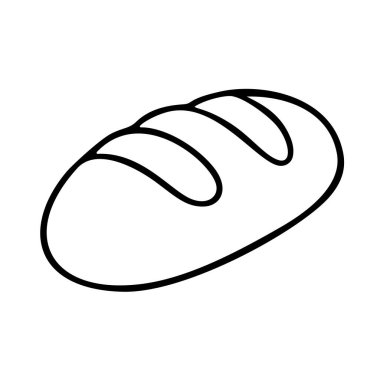 Bir somun ekmek siyah beyaz ikon temiz çizgi sanatı, karalama tarzı. Logo, dövme, uygulama, boyama kitabı, web tasarımı, bilgi grafikleri, afiş, poster ve daha fazlası için ideal. Vektör illüstrasyonu