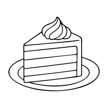 Kek taslak çizgisi resmi, siyah-beyaz karalama stili. Logo, dövme, uygulama, boyama kitabı, web tasarımı, bilgi grafikleri, afiş, poster ve daha fazlası için ideal. Vektör illüstrasyonu