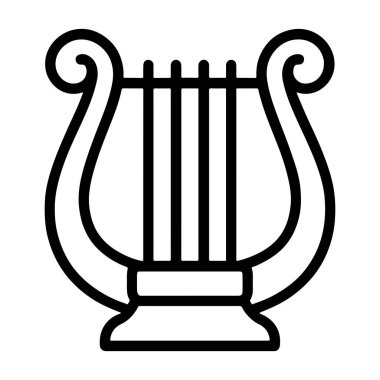 Lir ya da arp siyah-beyaz ikon temiz çizgi sanatı, karalama tarzı. Logo, dövme, uygulama, boyama kitabı, web tasarımı, bilgi grafikleri, afiş, poster ve daha fazlası için ideal. Vektör illüstrasyonu