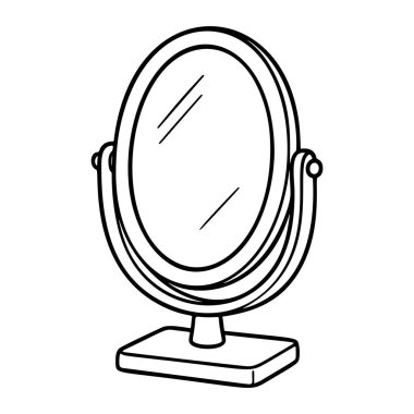 Makyaj aynası karalama ikonu. Çizgi sanatı tarzı. Logo, dövme, uygulama, boyama kitabı, web tasarımı, bilgi grafikleri, afiş, poster ve daha fazlası için ideal. Vektör illüstrasyonu