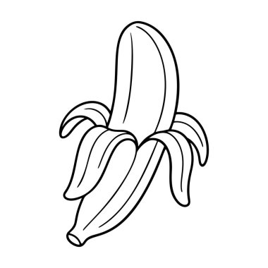 Muz ana hatları ikon çizgisi, siyah-beyaz karalama tarzı. Logo, dövme, uygulama, boyama kitabı, web tasarımı, bilgi grafikleri, afiş, poster ve daha fazlası için ideal. Vektör illüstrasyonu