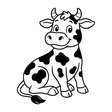 Siyah beyaz karalama tarzında şirin bir inek taslak çizimi. Logo, dövme, uygulama, boyama kitabı, web tasarımı, bilgi grafikleri, afiş, poster ve daha fazlası için ideal. Vektör illüstrasyonu