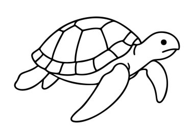 Deniz Kaplumbağası taslak çizgisi, siyah-beyaz karalama tarzı. Logo, dövme, uygulama, boyama kitabı, web tasarımı, bilgi grafikleri, afiş, poster ve daha fazlası için ideal. Vektör illüstrasyonu