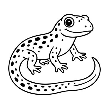 Semender taslak çizgisi, siyah-beyaz karalama tarzı. Logo, dövme, uygulama, boyama kitabı, web tasarımı, bilgi grafikleri, afiş, poster ve daha fazlası için ideal. Vektör illüstrasyonu