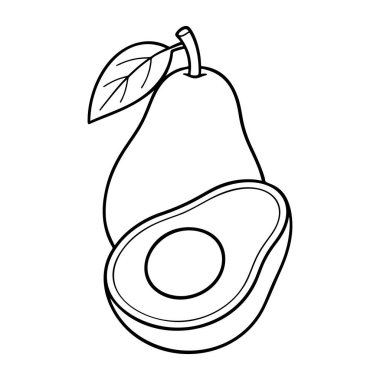 Avocado Doodle style. Hand drawn black and white isolated icon. Healthy eating. Mexican tropical plant. Coloring page, art therapy, line art, logotype. Vector illustration