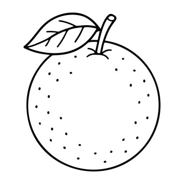Orange fruit Doodle style. Hand drawn black and white isolated icon. Coloring page, art therapy, line art, logotype. Vector illustration