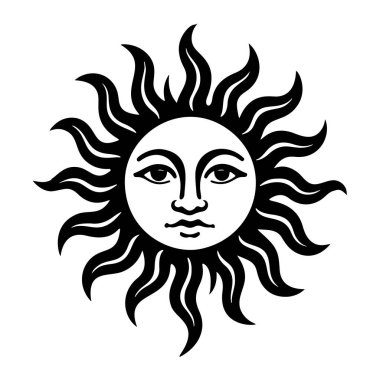 Sun silhouette icon. Hand drawn black and white isolated icon. Vector illustration
