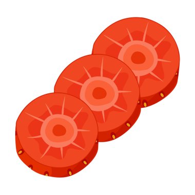 Sliced strawberry, separated into several layers. fresh strawberry slices. Hand drawn flat style isolated on transparent background. for stickers, menus, apps, posters, design. Vector illustration