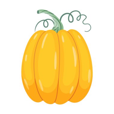 Sonbahar balkabağı. El çizimi moda düz stil şeffaf arka planda izole. Cadılar Bayramı için sarı balkabağı ya da Şükran Günü çıkartmaları, menüler, uygulamalar, posterler, tasarım. Vektör illüstrasyonu