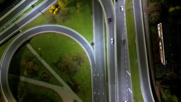 Luftaufnahme Der Leeren Autobahn Und Des Verkehrsknotenpunktes Warschau Europa Nach — Stockvideo