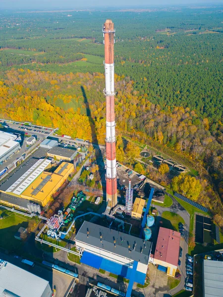 stock image Aerial view Electrical power plant support all factory in industrial Estate.