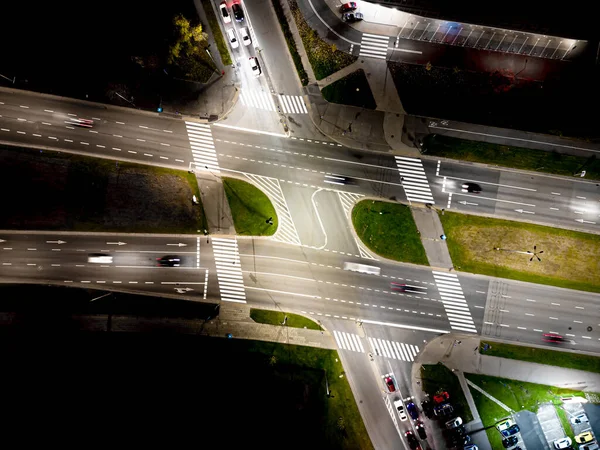 Nachtverkehr Kreisverkehr Straße Stadt Und Verbindungstechnik Futuristischer Abstrakter Hintergrund Für — Stockfoto