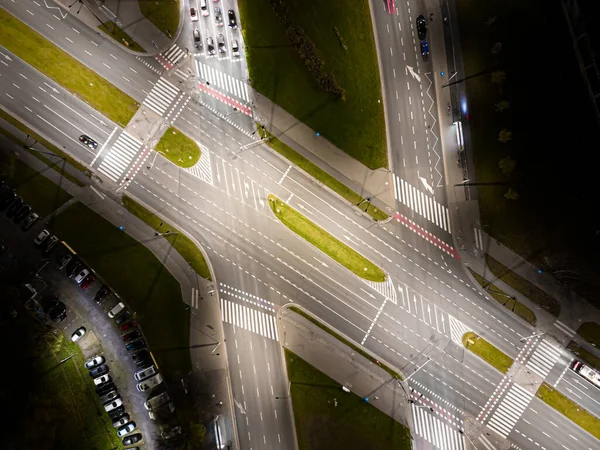 Nachtverkehr Kreisverkehr Straße Stadt Und Verbindungstechnik Futuristischer Abstrakter Hintergrund Für — Stockfoto