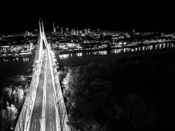 Мост Через Вислу Современном Канатном Мосту Варшаве Центре Города Вид — стоковое фото