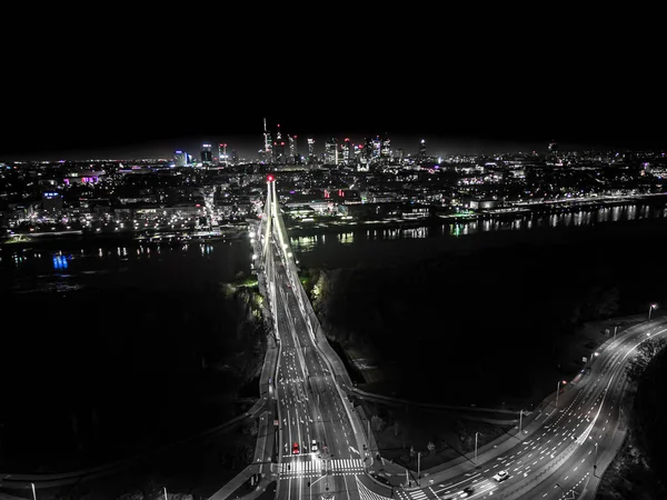 Свєнтокризький Міст Через Річку Вісла Сучасному Кабельному Мосту Варшаві Центрі — стокове фото