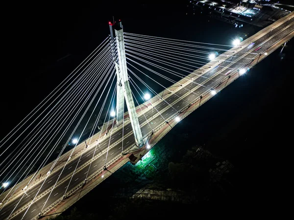Swietokrzyski Bridge Vistula River Modern Cable Stayed Bridge Warsaw Downtown — Stock Photo, Image