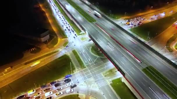 Hyperlapse Time Lapse Car Traffic Transportation Circle Roundabout Road Drone — Stock Video
