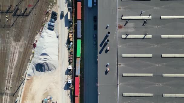 Konteynırların Hava Görüntüsü Konteynırların Kargo Dağıtımı Çin Den Teslimat Nsansız — Stok video