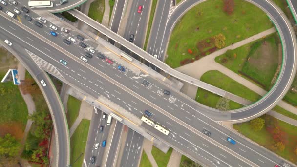 Aerial Shot Elevated Road Junction Drone Footage Top View Highway — Stock Video