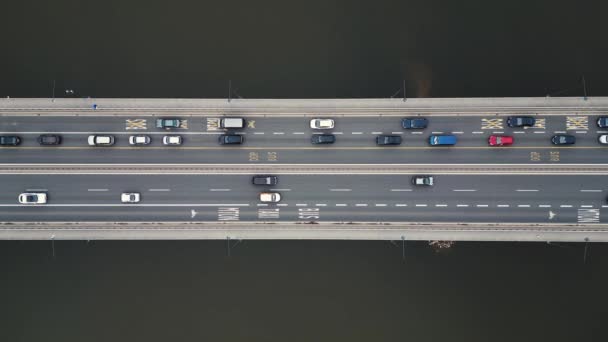 Imagens Ponte Estrada Com Carro Torno Ponte Tráfego Fluvial Construção — Vídeo de Stock