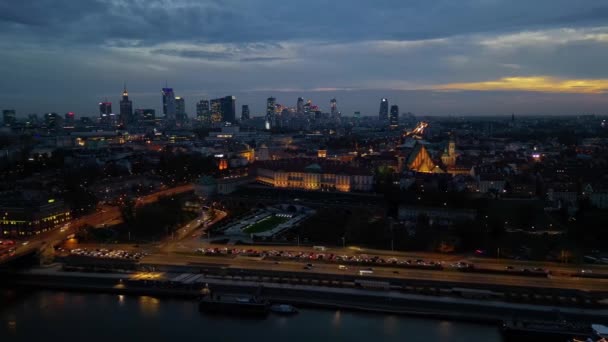 Панорама Старого Города Центра Варшавы Над Вислой Центр Города Европе — стоковое видео