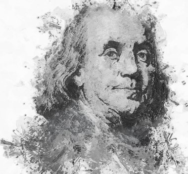 Benjamin Franklin 'in yüzünü boyamak 100 dolarlık makro izole edilmiş, Birleşik Devletler parası.