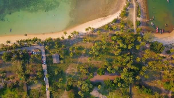 Aerial Top View Nathon Beach Koh Samui Beach Sea Sand — Vídeos de Stock